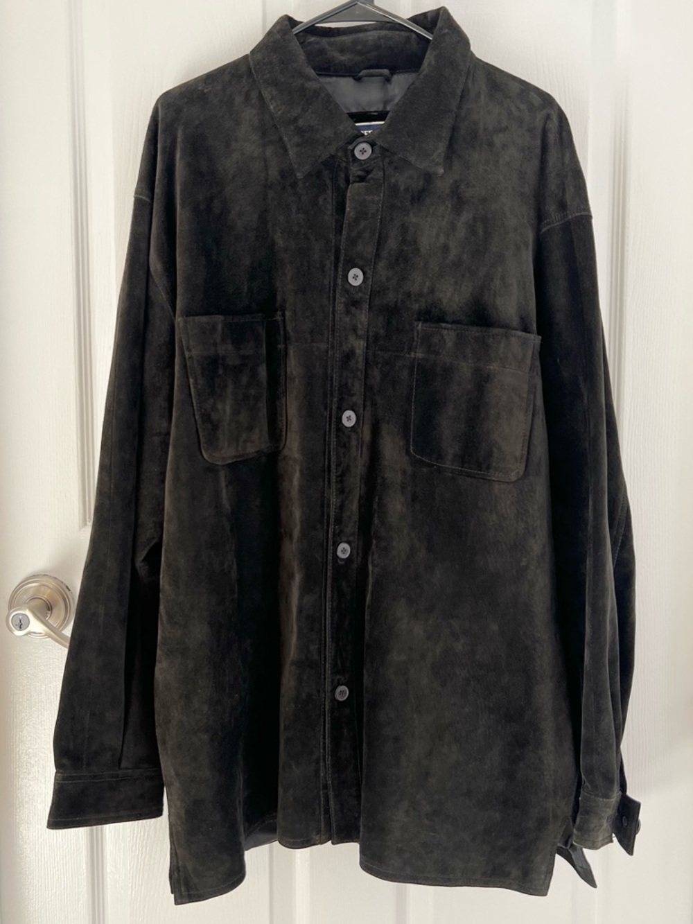 Vintage Men’s Black Suede 100% Leather Shirt Jacket Free Country U.SA. Large